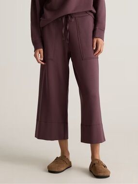 Quince SuperSoft Fleece Cropped Wide Leg Pants Size Medium